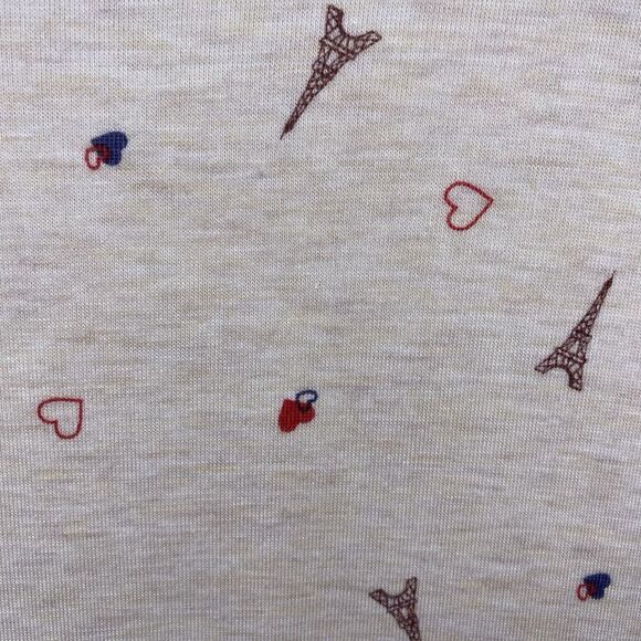 BELLE DU JOUR T-Shirt Blouse Stretch Eiffel Tower Paris France Womens L Cream - Picture 4 of 10